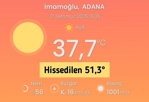 Hissedilen sıcaklıklar nemin etkisiyle rekor seviyelere ulaştı.