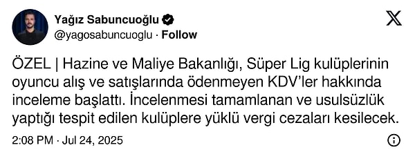 Yağız Sabuncuoğlu’nun paylaşımı 👇