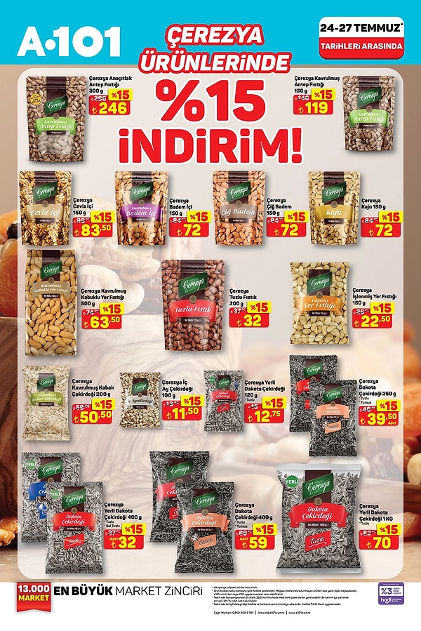 Çerezya ürünlerinde %15 indirim