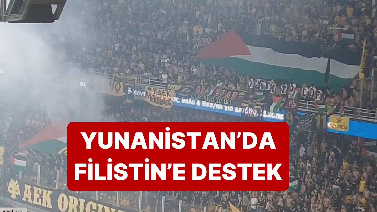 AEK - Hapoel Beer Sheva Maçında Yunan Taraftarlar Maç Boyu Filistin&apos;e Destek Tezahüratları Yaptı