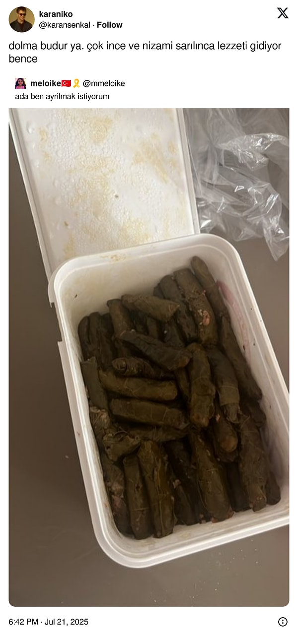 Sarma ve dolma aynı cümlede geçiyor, sinirlerimiz bozuldu.