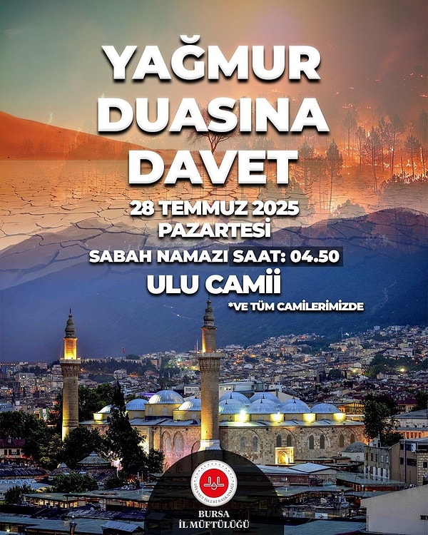 Meteoroloji yağmur uyarısı verdi; Diyanet yağmur duasına çıktı.