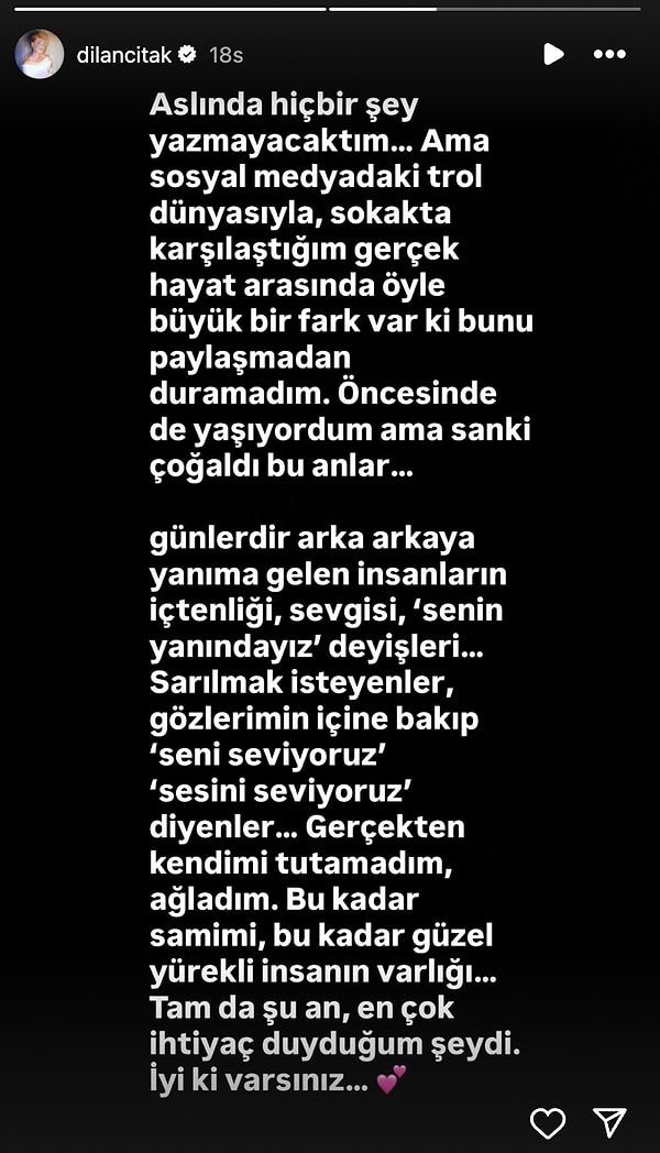 Bu kadar olayın üstüne Dilan Çıtak’tan bu kez duygusal bir çıkış geldi.