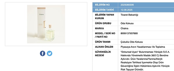Bakanlığın toplatılmasına karar verdiği ürünler 👇