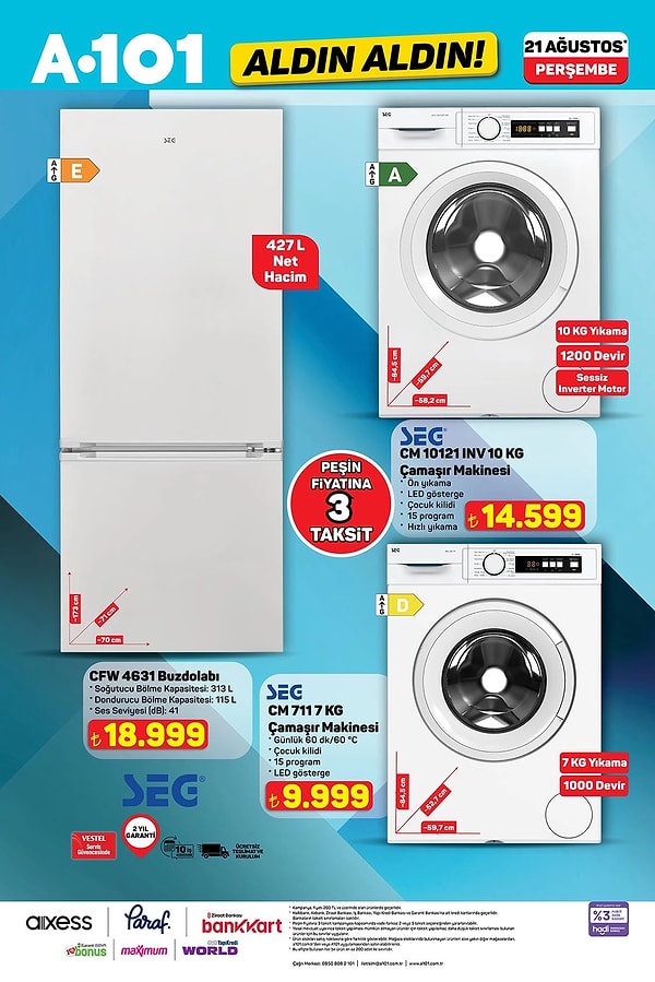 SEG Çamaşır Makinesi 14.599 TL