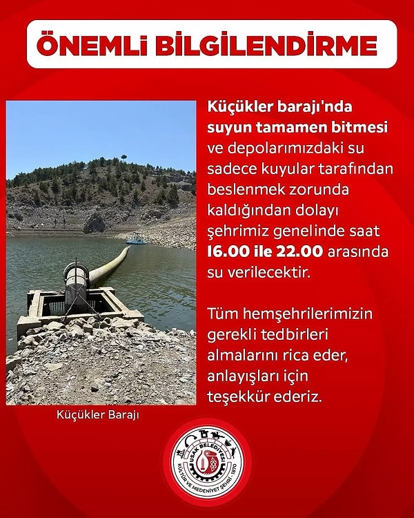 Su sıkıntısı her geçen gün yayılmaya devam ederken sorun yaşayan şehirlerimizden biri olan Uşak’ta su tamamen bitti!