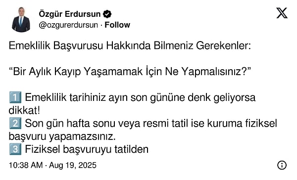Özgür Erdursun'un paylaşımı şöyle:
