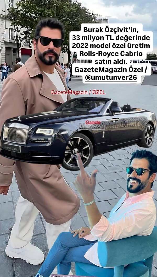 Gazete Magazin'den Umut Ünver'in haberine göre, ünlü oyuncu 33 milyon TL değerinde araba aldı.