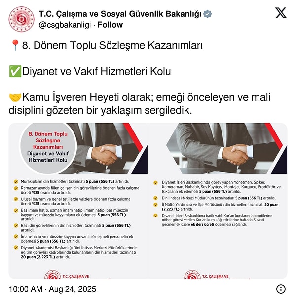 Diyanet çalışanlarına da yeni hakları.