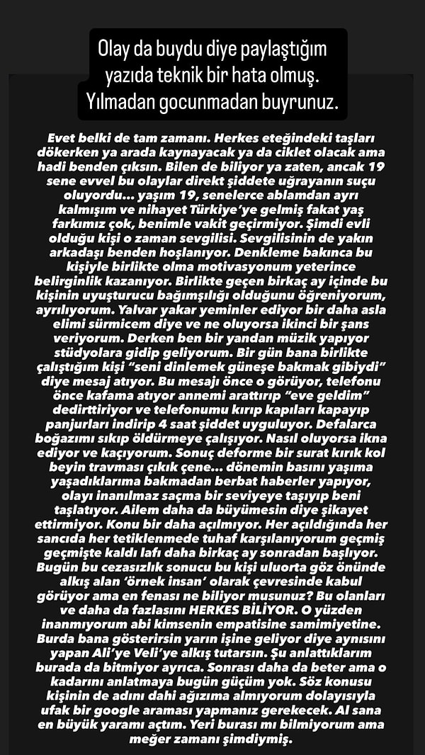 Lara Kamhi'nin şiddet iddialarında bulunduğu paylaşım: