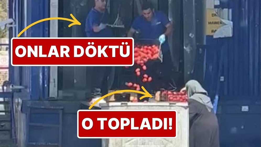 Zincir Markette Kasalar Dolusu Domates Çöpe Döküldü, Yaşlı Kadın Çöpten Topladı