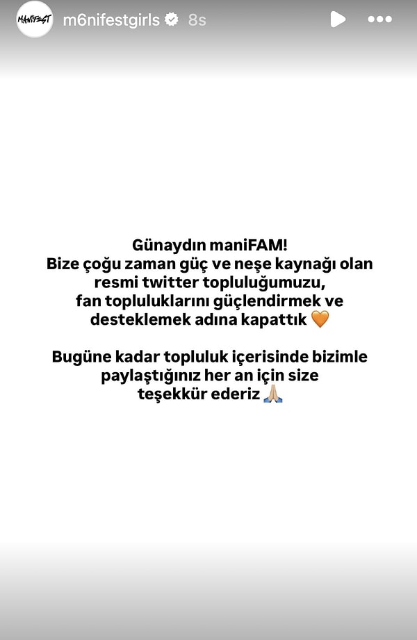 Manifest tarafından yapılan açıklama;