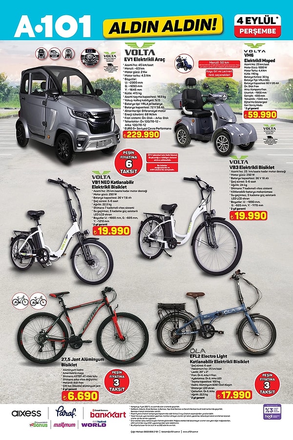 Volta Elektrikli Araç 229.990 TL