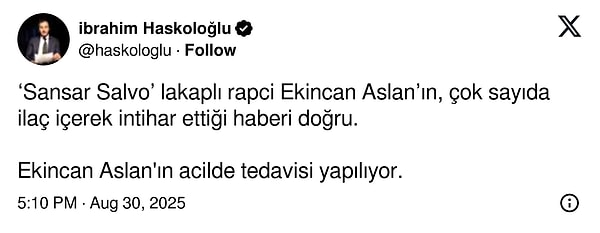İbrahim Haskoloğlu'nun paylaşımı: