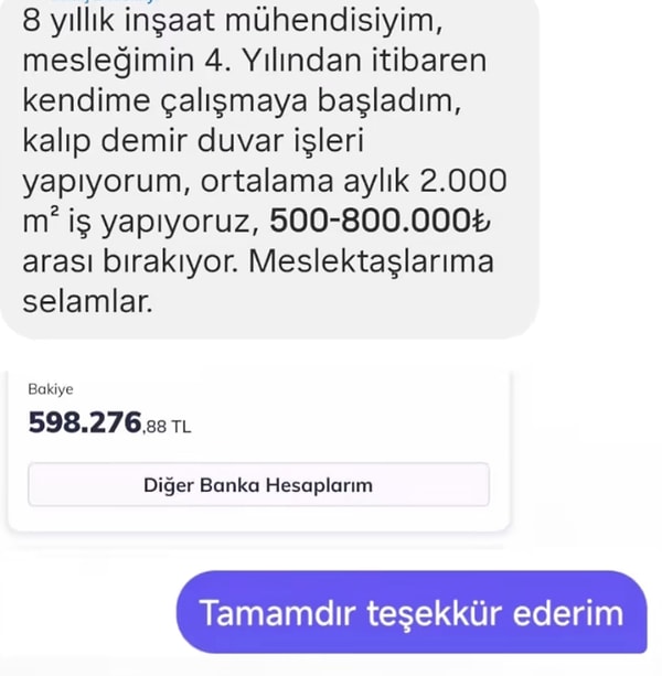 İnşaat Mühendisi: Yaklaşık 600 bin TL