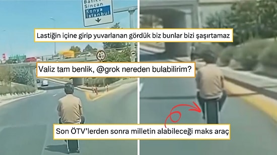 Elektrikli Valiz Üzerinde Ankara Trafiğinde Yolculuk Yapan Vatandaş Görenleri Şaşkına Çevirdi