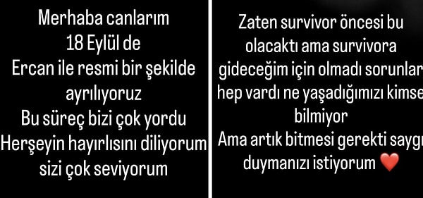 Instagram hesabından paylaşımda bulunan Almeda, 18 Eylül günü eşi Ercan Baylan'la boşanacaklarını duyurdu.