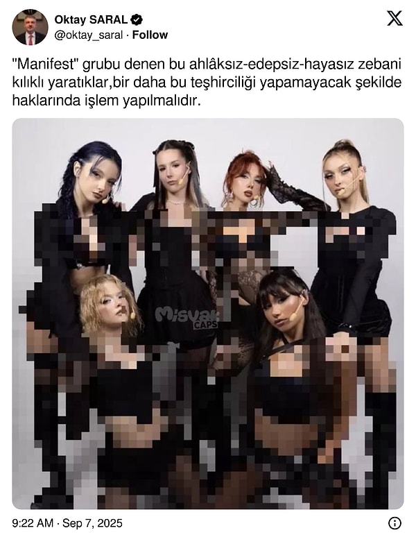 Cumhurbaşkanı Başdanışmanı Oktay Saral da ağır sözlerle Manifest grubunu hedef aldı.