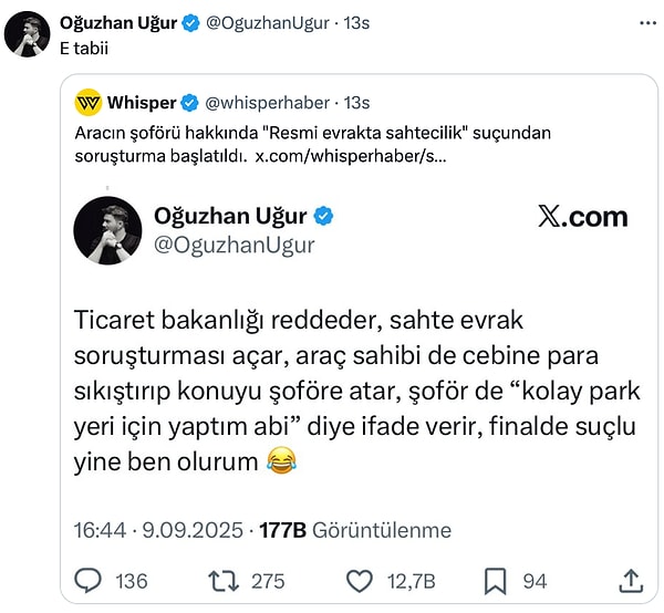 Ve tabii ki bildi...