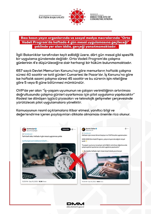 Dezenformasyonla Mücadele Merkezi konuyla ilgili açıklama yaptı.