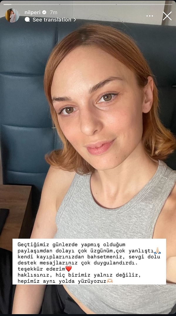 Sevenlerini son derece korkutan, annesinin kaybıyla baş etmeye çalışan Nilperi Şahinkaya sosyal medya hesabından o paylaşımla ilgili ilk kez açıklama yaptı.