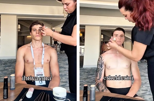 @selinmertmakeupstudio isimli hesaptan yapılan paylaşımda bir makyaj artist, Miss&Mr Model Of Turkey 2025 için erkek modelleri katalog çekimine hazırladığı anları paylaştı.