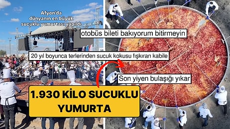 Afyon’da 15 Bin Yumurtayla Bin 930 Kilo Sucuklu Yumurta Rekoru Kırıldı: "Tüm Şehir Sucuk Kokmuştur"