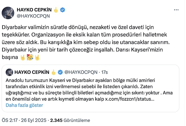 Gelen tepkilerin ardından Cepkin’den geçtiğimiz dakikalarda yeni bir açıklama geldi.