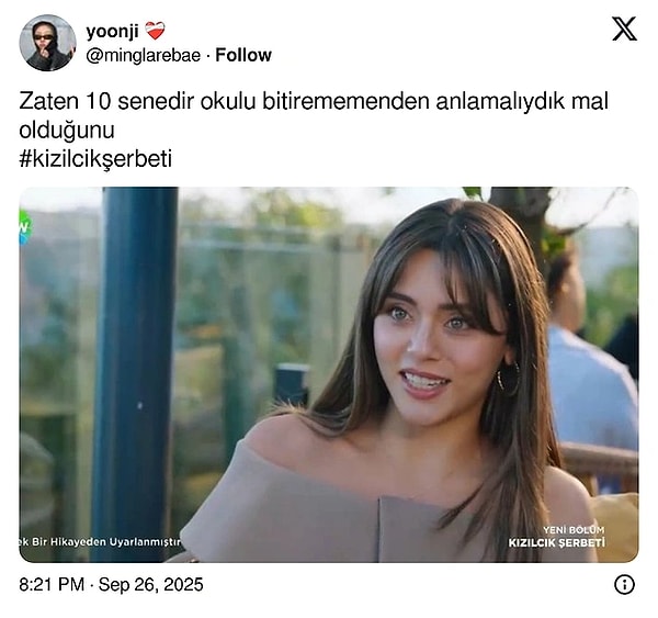 Show TV'nin reyting rekortmeni dizisi Kızılcık Şerbeti yine sosyal medyanın gündemine oturdu.