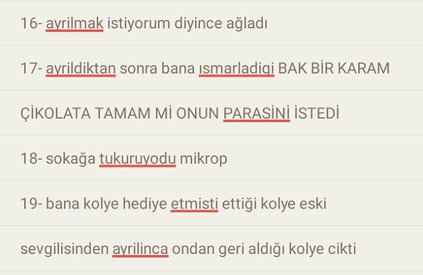 18 maddelik liste şaşkınlığa neden oldu.