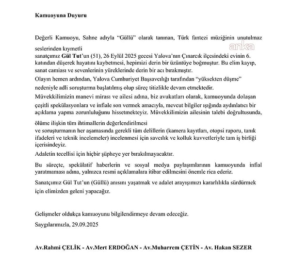 Güllü'nün avukatları çıkan iddialara dair bir açıklama yaptı: