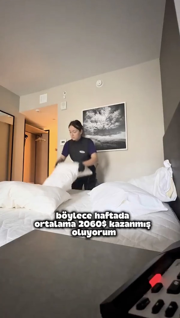 Housekeeper'lık (otel oda temizlikçisi) ve garsonluk yapan genç kadın ne kadar kazandığını açıkladı.