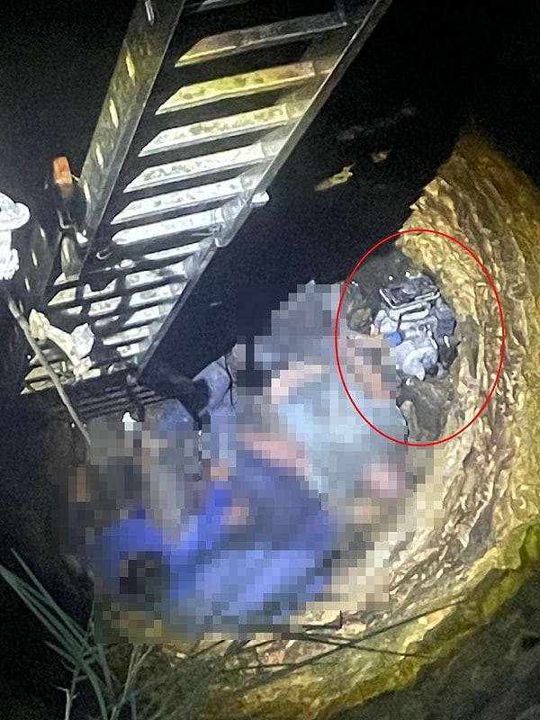 Yaklaşık 15 metre derinliğindeki kuyuya inmişler.