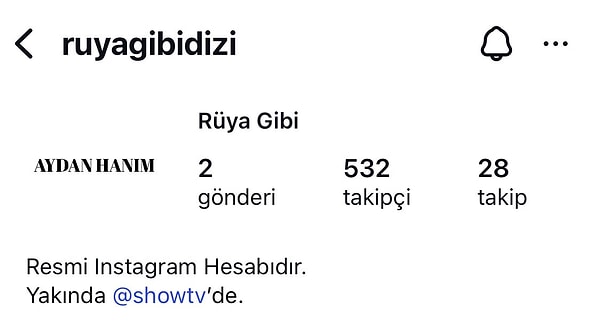 Kadife Kelepçe dizisi için açılan Instagram hesabında öncelikle profil fotoğrafı değişmiş ve "Aydan Hanım" yazılmıştı.