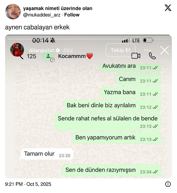 Son zamanların en tuhaf diyaloğuyla konuyu kapatalım.