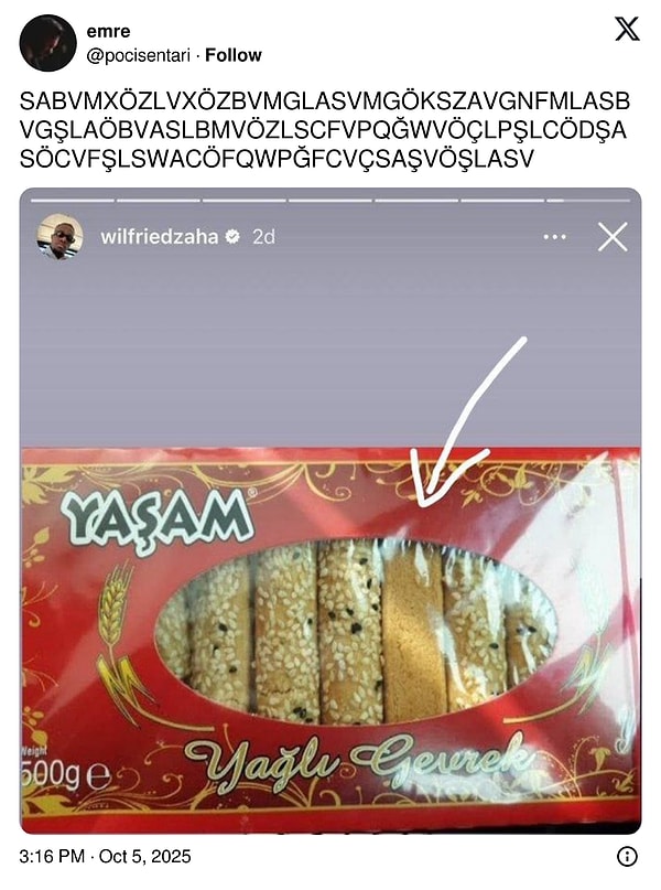 O da gevrekçi çıktı.