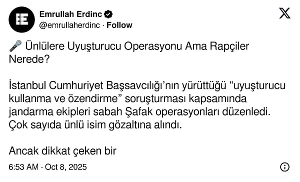 Gazeteci Emrullah Erdinç’in paylaşımı 👇