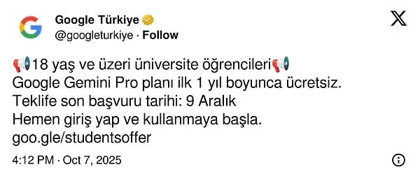 İşte Google Türkiye'nin resmi paylaşımı 👇🏻