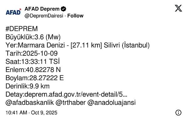AFAD'ın açıklaması 👇
