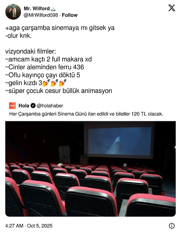Sinemalar şu şekil...
