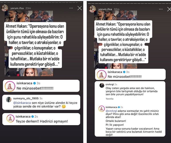 Işın Karaca Ahmet Hakan'ın paylaşılan yazısının altına "Ne münasebet!" yorumunda bulununca kullanıcıların yanıtlarına da sessiz kalamadı!