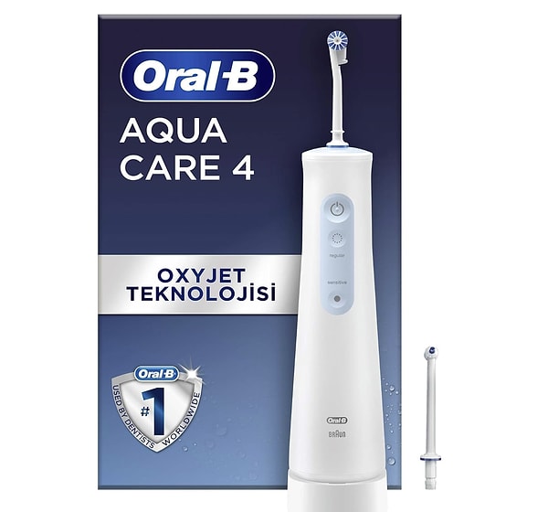 Oral-B AquaCare Series 4 Ağız Duşu, diş aralarını derinlemesine temizlemek isteyenler için günlük ağız bakımına profesyonel bir dokunuş katıyor.
