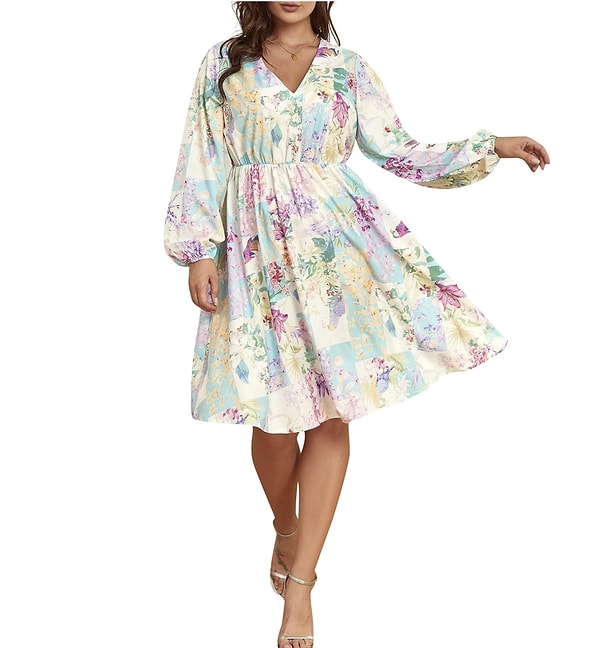 Çiçek Baskılı Kadın Elbise