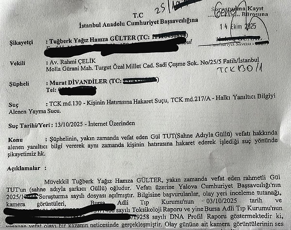 Savcılığa verilen dilekçe 👇