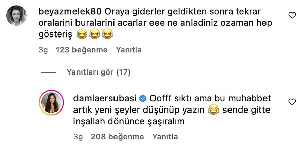 Kullanıcının eleştirisini kale almayan Damla Ersubaşı, "Sıktı ama bu muhabbet" dedi.
