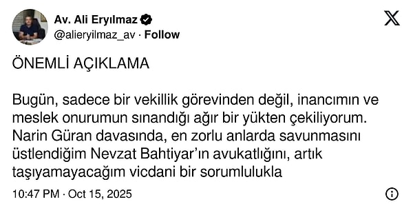 Avukat Ali Eryılmaz'ın açıklaması 👇
