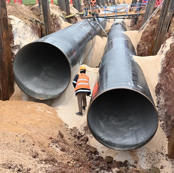 The laying of new pipes from Çınarcık Dam has commenced!