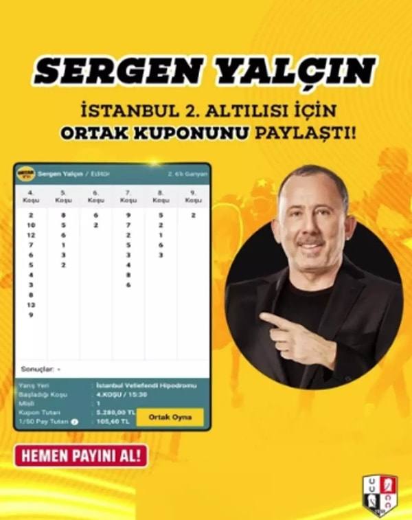 Hafta sonu sahasında Gençlerbirliği’ne mağlup olan Beşiktaş’ta, Sergen Yalçın’ın reklamında yer aldığı at yarışı sitesi taraftarların gündeminde.