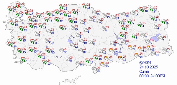 24 Ekim Cuma Hava Durumu Tahmini 👇