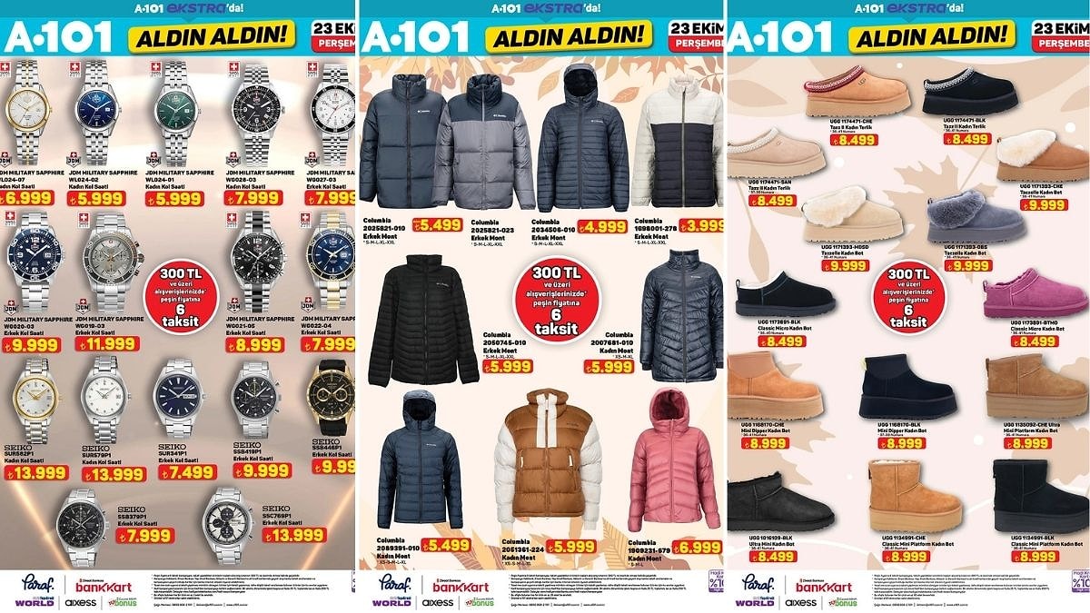 A101&apos;e Columbia Mont Çeşitleri Geliyor! 23 Ekim 2025 İnternete Özel Aldın Aldın Kataloğu